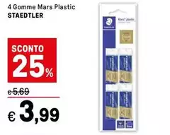 Staedtler - 4 Gomme Mars Plastic