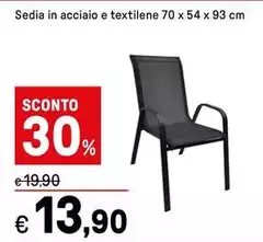 Sedia In Acciaio E Textilene 70 X 54 X 93 Cm