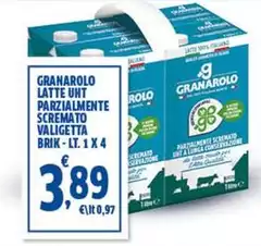 Granarolo - Latte UHT Parzialmente Scremato Valigetta Brik