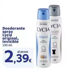 Lycia - Deodorante Spray Original, Invisible