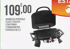 Barbecue Portatile A Gas 2 Fuochi Con Forno E Termometro Potenza Kw 2.5