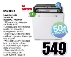 Samsung - Lavastoviglie Serie 6 AI DW60DG770B00U 1 A