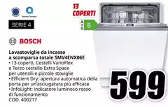 Bosch - Serie 4 Lavastoviglie Da Incasso A scomparsa totale 13 coperti SMV4ENX06E