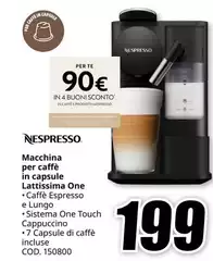 Nespresso - Macchina Per Caffè In Capsule Lattissima One