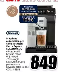 De Longhi - Macchina Automatica Per Caffè In Chicchi Eletta Explore Ecam450.5g