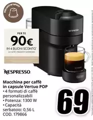 Nespresso - Macchina Per Caffè In Capsule Vertuo Pop