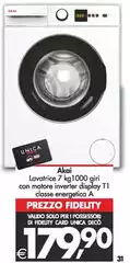 Akai - Lavatrice 7 Kg 1000 Giri Con Motore Inverter Display T11 Classe Energetica