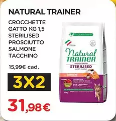 Natural Trainer - Crocchette Gatto Kg 1,5 Sterilised Prosciutto Salmone Tacchino