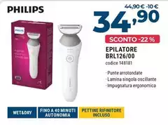 Philips - Lady Shaver Series 6000 BRL126/00 Rasoio Senza Filo Per Utilizzo Wet & Dry