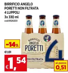 Birrificio Angelo Poretti -  Non Filtrata 4 Luppoli