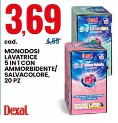 Dexal - Monodosi Lavatrice 5 In 1 Con Ammorbidente/Salvacolore, 20 Pz