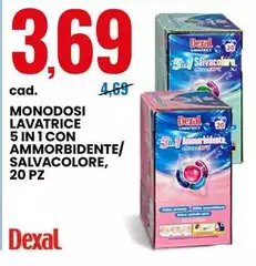 Dexal - Monodosi Lavatrice 5 In 1 Con Ammorbidente/ Salvacolore, 20 Pz