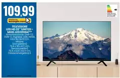Qilive - Televisore Led Hd 32" United + Mod. Lb202h2+
