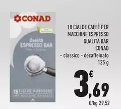 Conad - 18 Cialde Caffè Per Macchine Espresso Qualità Bar