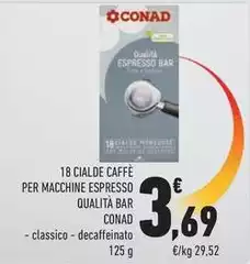 Conad - 18 Cialde Caffè Per Macchine Espresso Qualità Bar