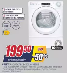 Candy - Asciugatrice CSOSOEA82DE-S Aspirapolvere Senza Filo 8 Kg Aspirapolvere Senza Filo