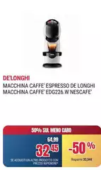 De Longhi - De'Longhi Macchina Caffe' Espresso  Macchina Caffe' Edg226.w Nescafe'