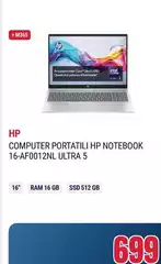 HP -  Computer Portatili Notebook 16-AF0012NL Ultra 5
