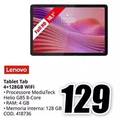 Lenovo - Tablet Tab 4+128GB Wifi