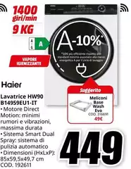 Haier - Lavatrice HW90 B14959EU1-IT