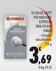 Conad - 18 Cialde Caffè Per Macchine Espresso Qualità Bar