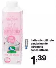 Latte Microfiltrato Parzialmente Scremato Senza Lattosio