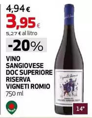 Riserva - Vino Sangiovese DOC Superiore  Vigneti Romio