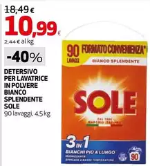 Sole - Detersivo Per Lavatrice In Polvere Bianco Splendente