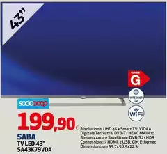 Saba - Tv Led 43" SA43K79VDA