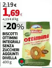 Divella - Biscotti Ottimini Integrali Senza Zuccheri Aggiunti
