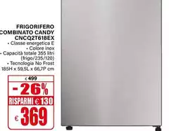 Candy - Frigorifero Combinato CNCQ2T618EX