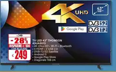Thomson - 43UA5S13 TV 109,2 Cm (43") 4K Ultra HD Smart TV Wi-Fi Nero