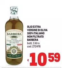 Barbera - Olio Extra Vergine Di Oliva 100% Italiano Non Filtrato