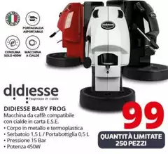 Didiesse - Baby Frog Automatica/Manuale Macchina Per Caffè A Cialde 1,5 L