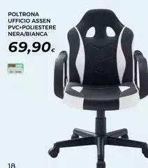 Poltrona Ufficio Assen Pvc+poliestere Nera/bianca