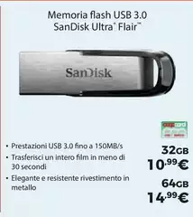 Sandisk - Memoria Flash Usb 3.0 Ultra FlairTM 32GB
