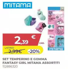 Mitama - Set Temperino E Gomma Fantasy Girl Assortiti