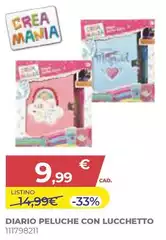 Crea Mania - Diario Peluche Con Lucchetto