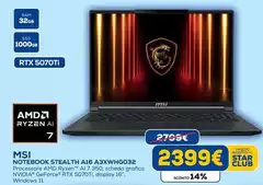 Msi - Notebook Stealth A16 A3XWHG032
