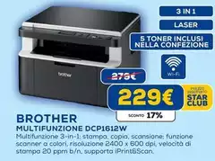 Brother - DCP-1612W-AiB Multifunzione Laser A4 2400 X 600 DPI 20 Ppm Wi-Fi