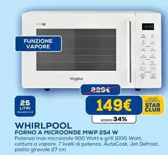 Whirlpool - MWP 254 W Superficie Piana Microonde Con Grill 25 L 900 W Bianco