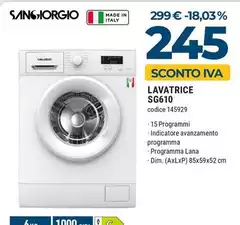 San Giorgio - SG610 Lavatrice Caricamento Frontale 6 Kg 1000 Giri/min Bianco