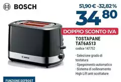 Bosch - TAT6A513 Tostapane 2 Fetta/e 800 W Nero, Acciaio Inossidabile