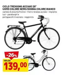 Ciclo Trekking Acciaio 28" Uomo Nero/Donna Colore Bianco