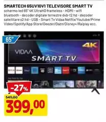 Smartech - Smart Tv 65uv10v11 Televisore