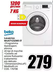 Beko - WUX71232WI-IT Lavatrice Caricamento Frontale 7 Kg 1200 Giri/min A Bianco
