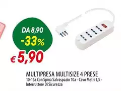 Spina - Multipresa Multisize 4 Prese