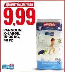 Hello Baby - Pannolini X-Large, 15-30 Kg, 48 Pz