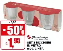 Pasabahce - Set 3 Bicchieri In Vetro Mod. Linea