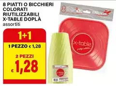 X-Table - 8 Piatti O Bicchieri Colorati Riutilizzabili Dopla